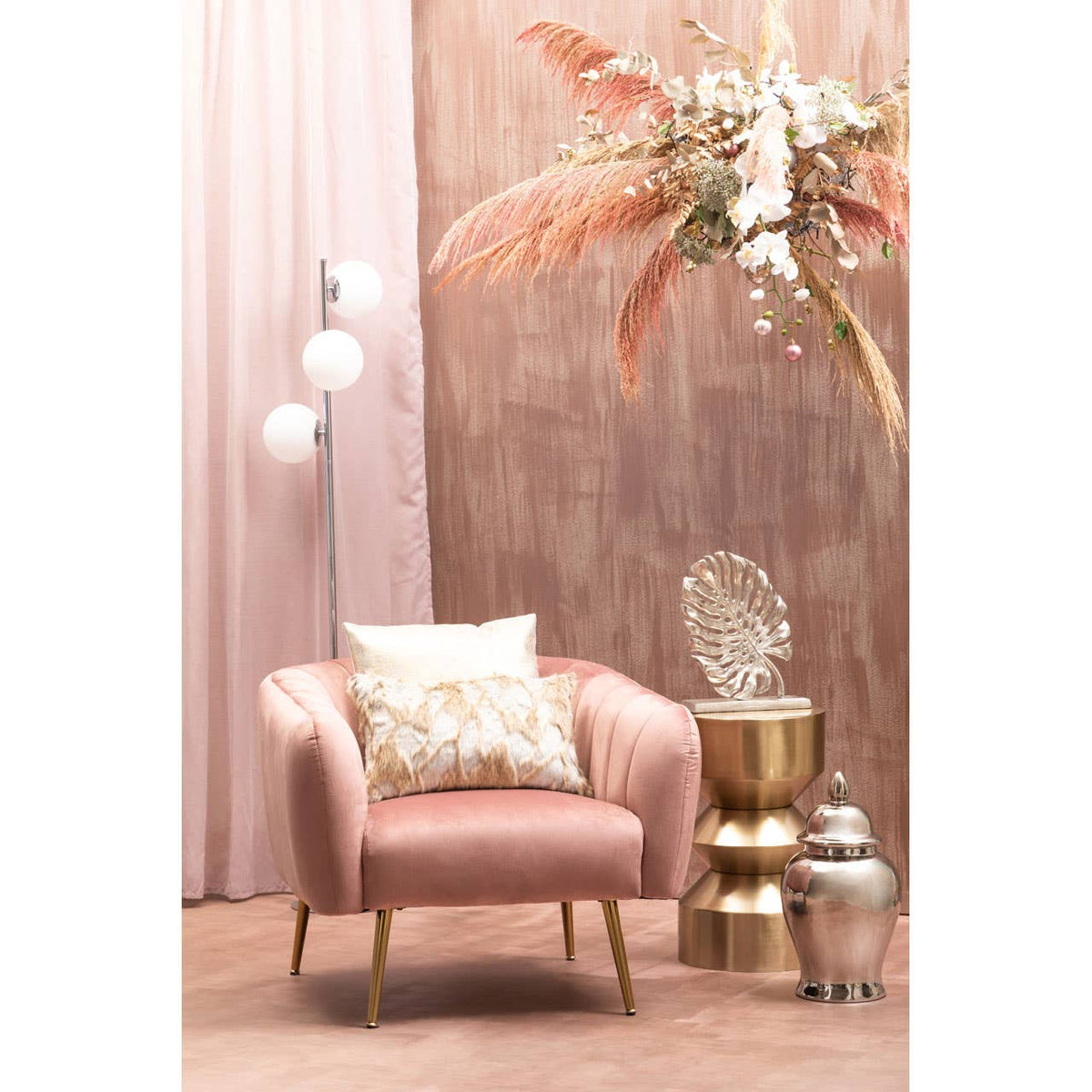 Larissa Pink Velvet Chair.