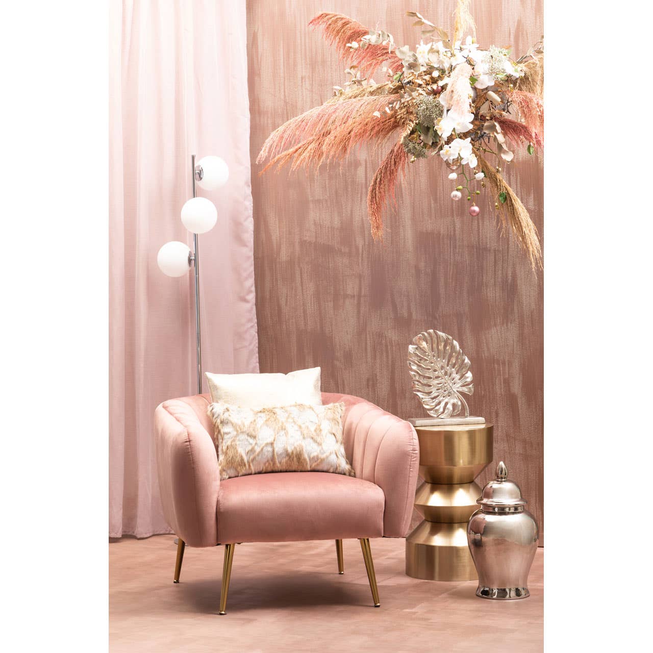 Noosa & Co. Living Larissa Pink Velvet Chair House of Isabella UK