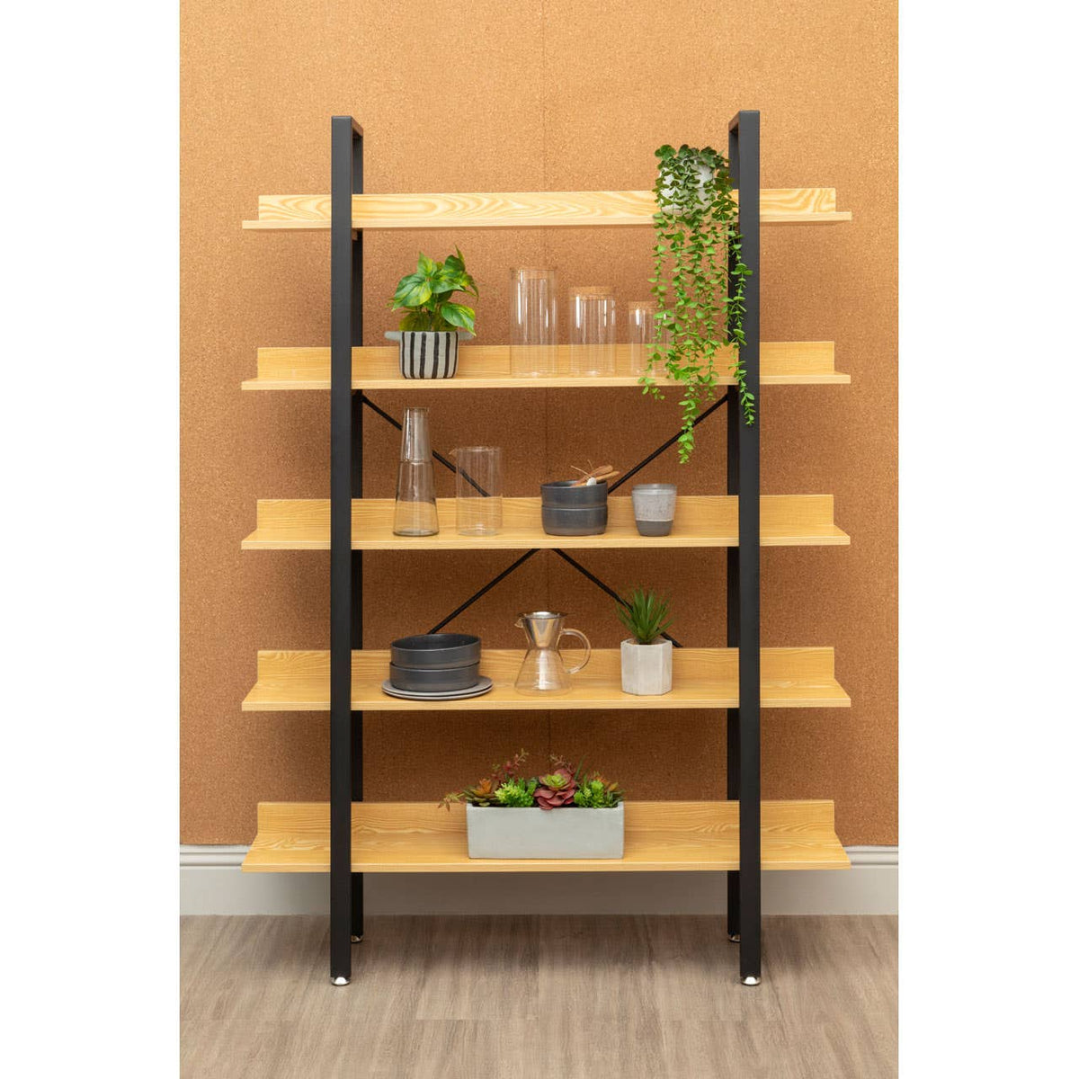Laxton 5 Tier Light Yellow Shelf Unit.