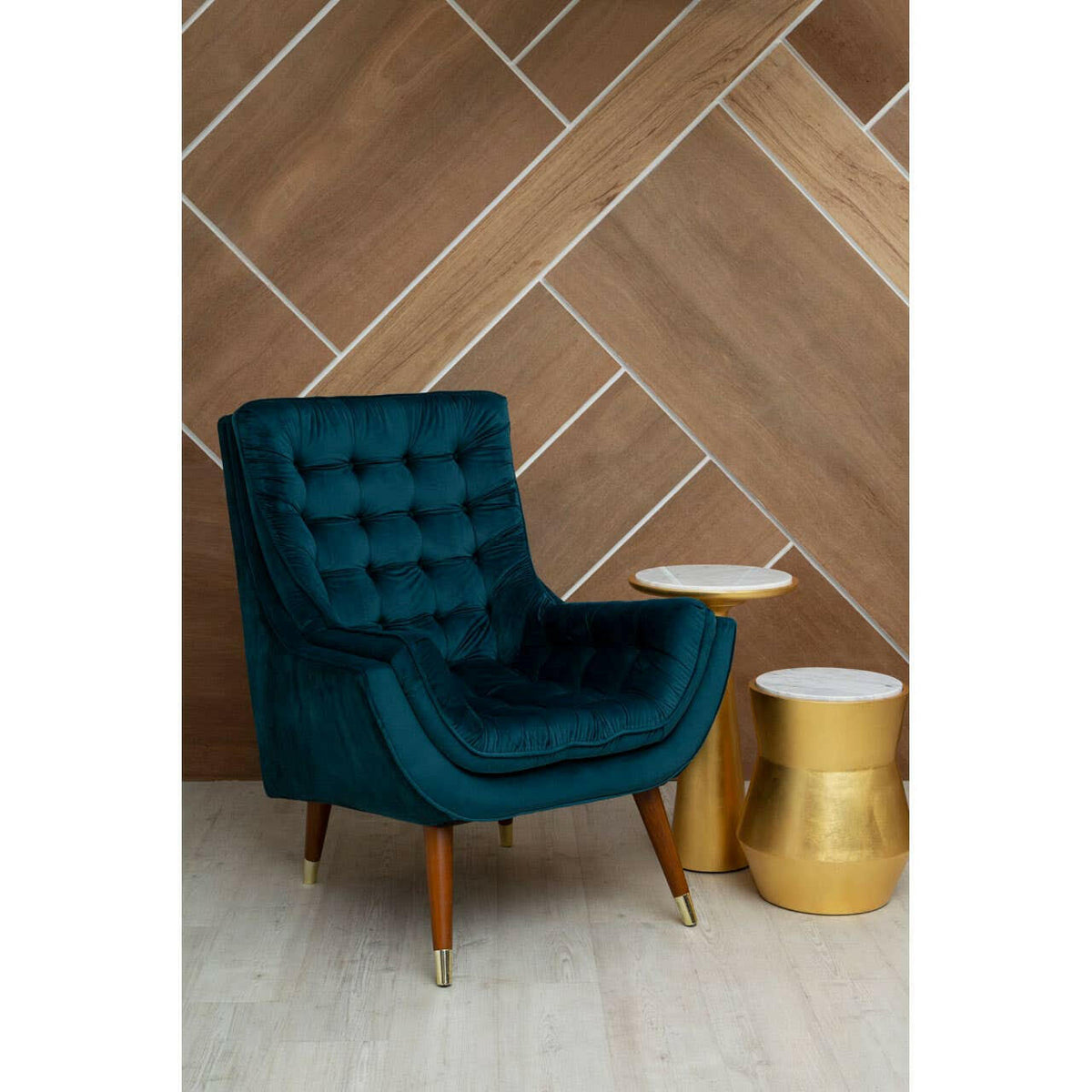 Lino Small Gold Drum Side Table.