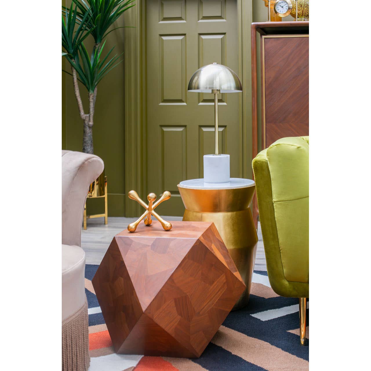 Noosa & Co. Living Lino Small Gold Drum Side Table House of Isabella UK