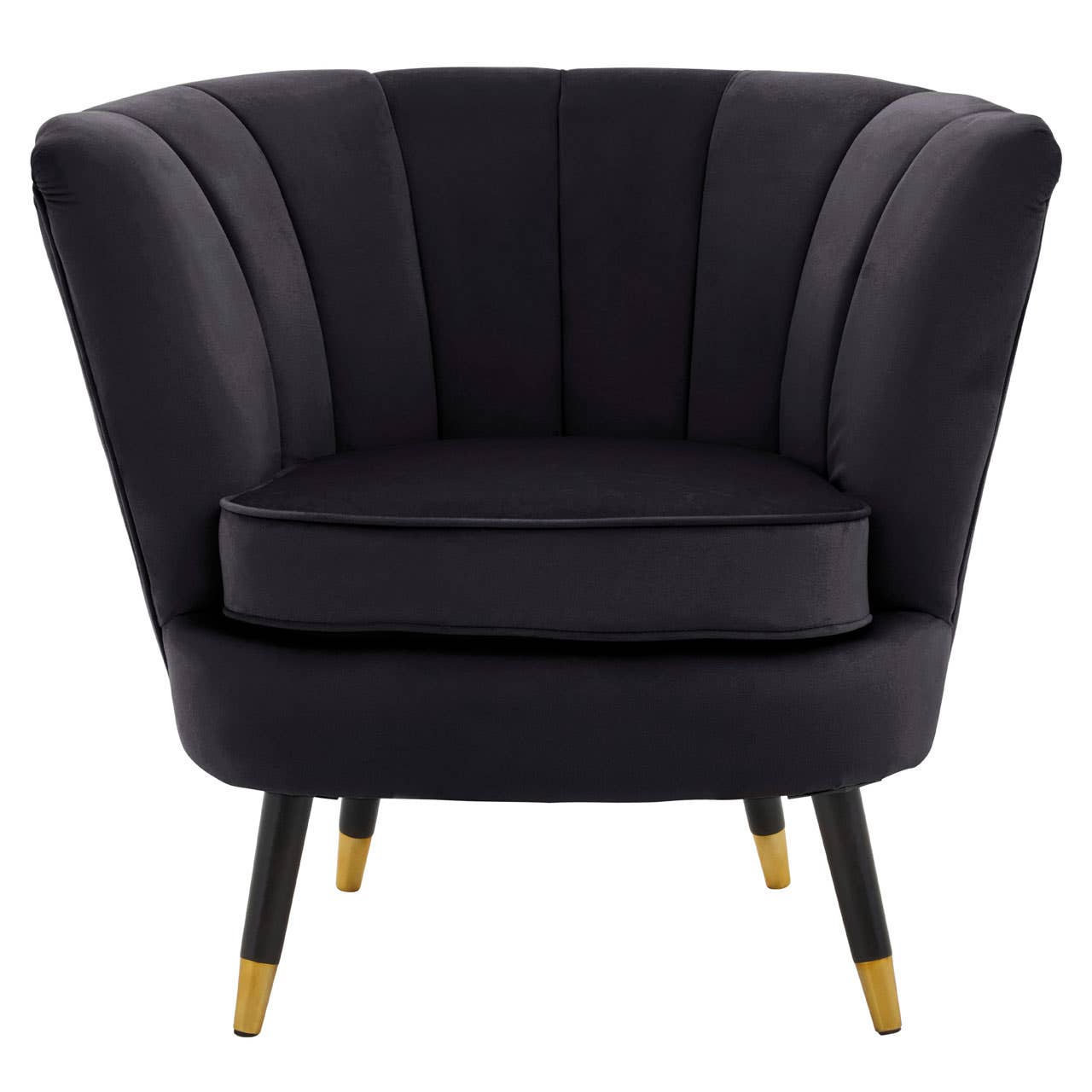 Noosa & Co. Living Loretta Black Velvet Shell Accent Chair House of Isabella UK