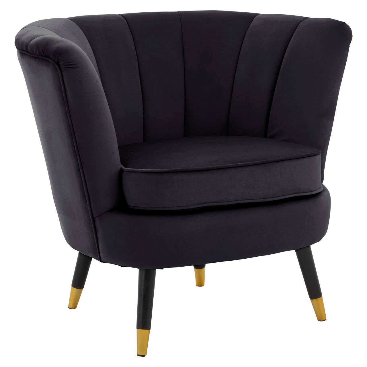 Noosa & Co. Living Loretta Black Velvet Shell Accent Chair House of Isabella UK