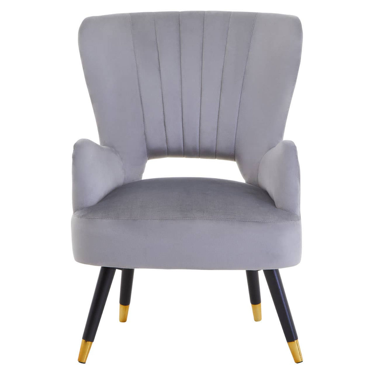 Loretta Grey Velvet Cut Out Back Chair.