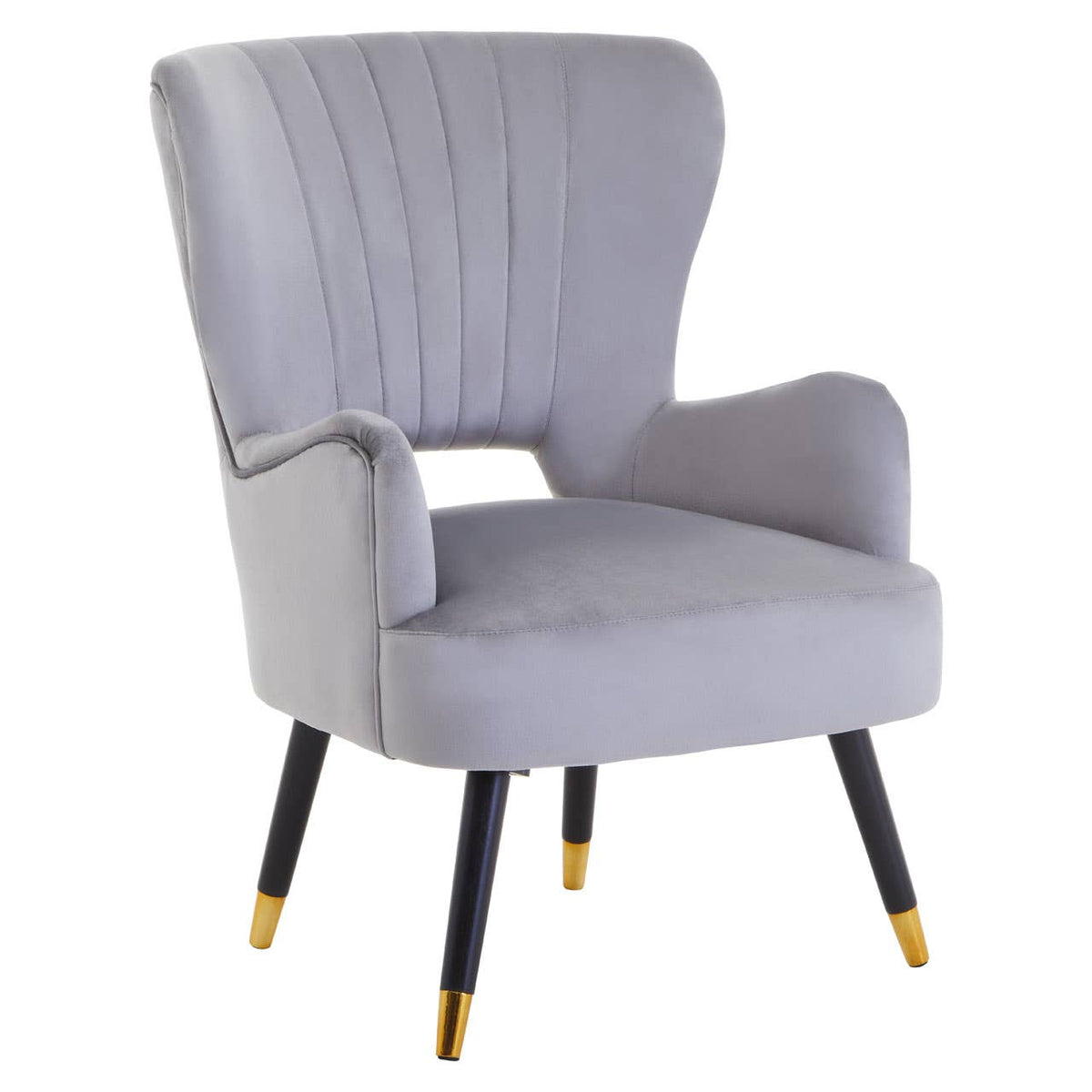 Loretta Grey Velvet Cut Out Back Chair.