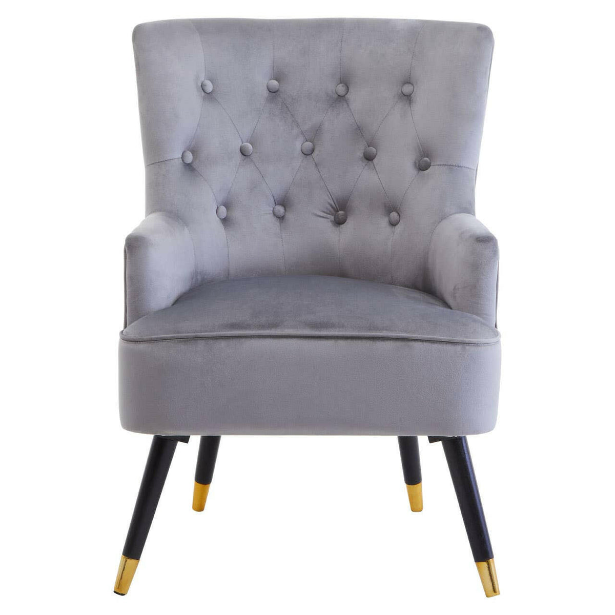 Loretta Grey Velvet Tufted Chair.