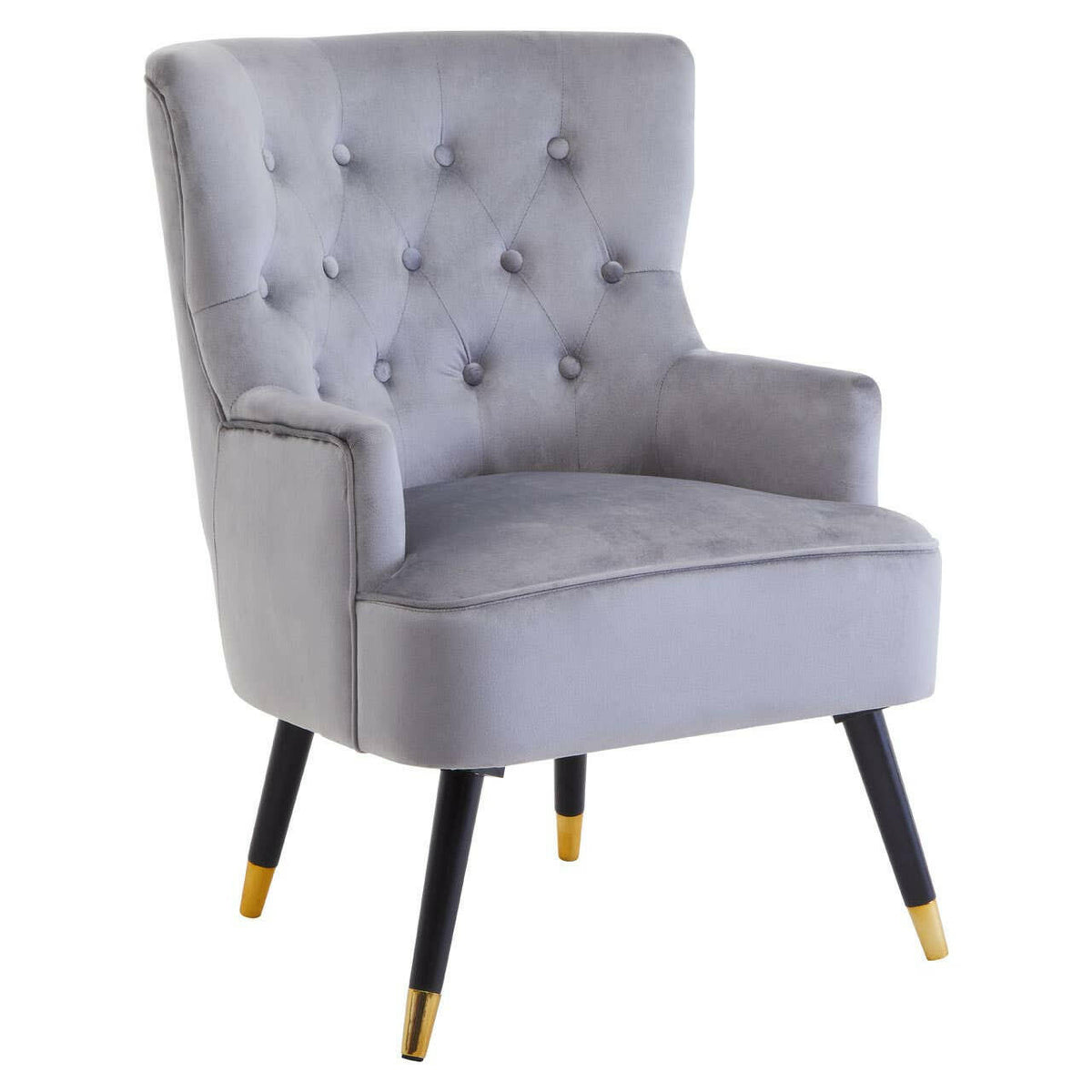 Loretta Grey Velvet Tufted Chair.