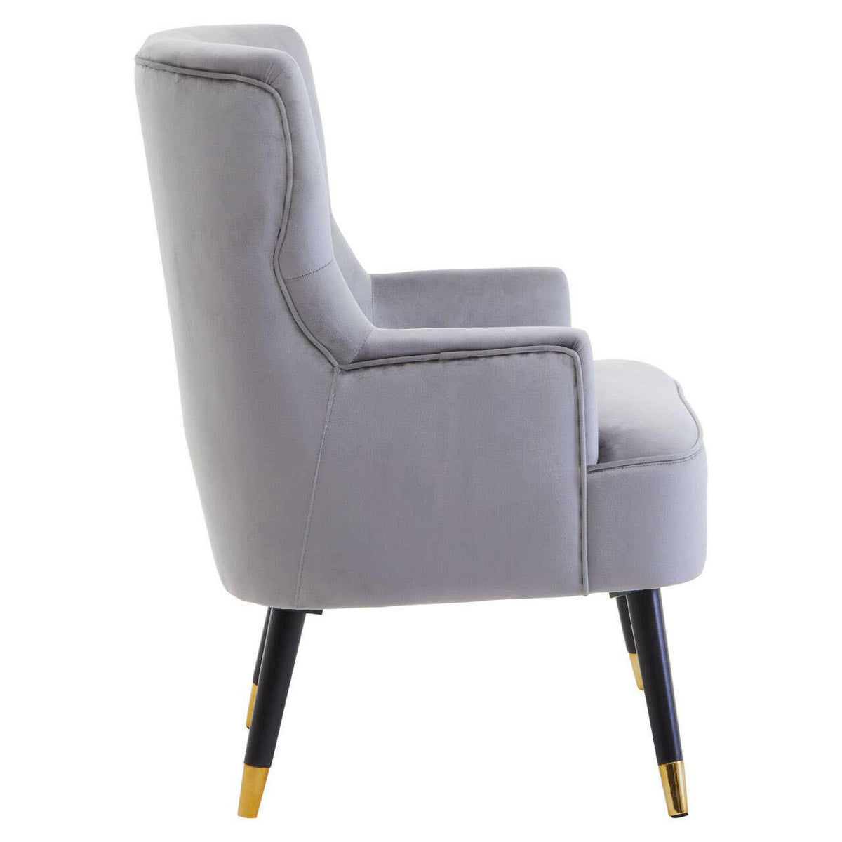 Loretta Grey Velvet Tufted Chair.