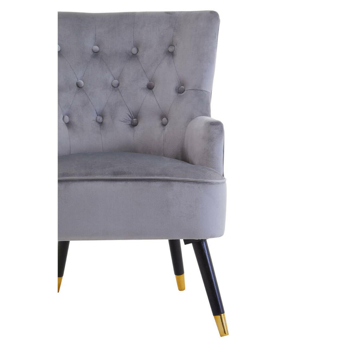 Loretta Grey Velvet Tufted Chair.