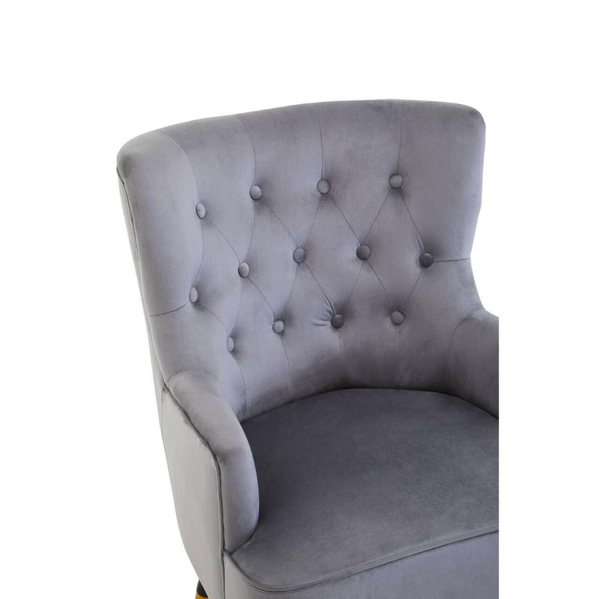 Loretta Grey Velvet Tufted Chair.