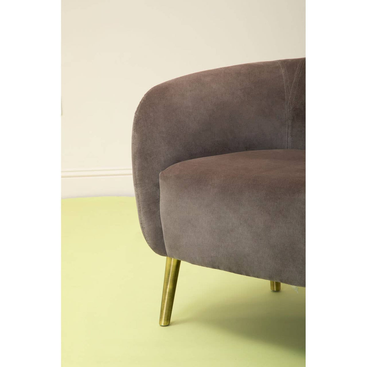 Louxor Grey Velvet Round Armchair.