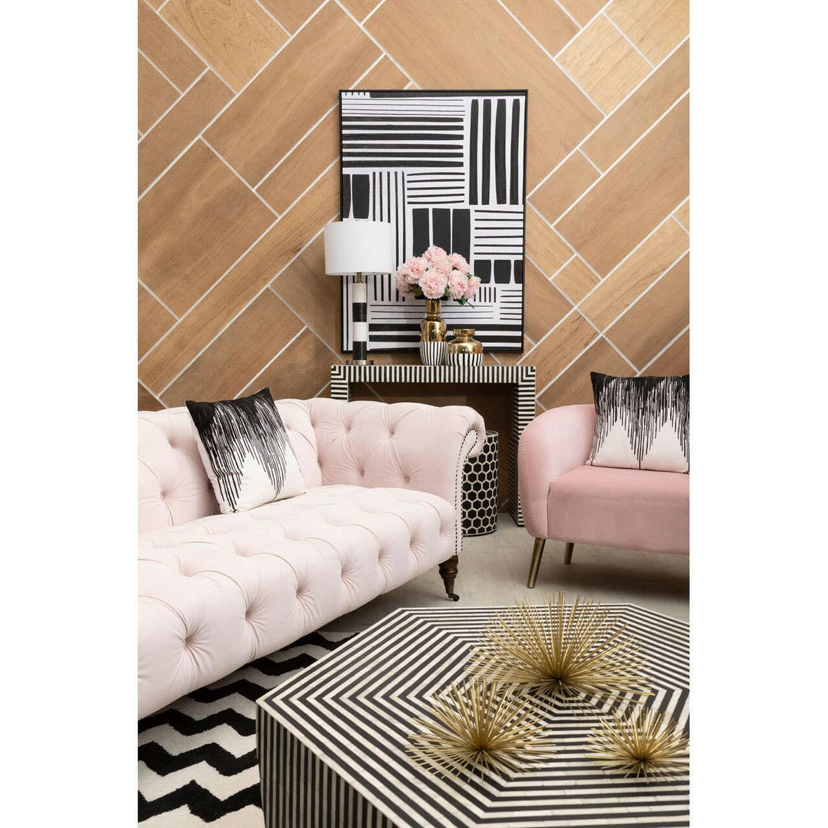 Louxor Pink Velvet Round Armchair.