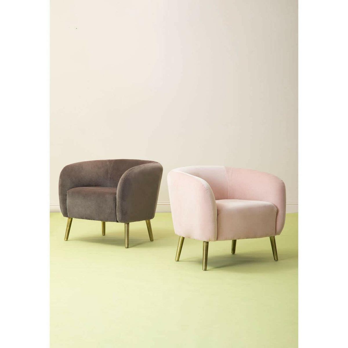 Louxor Pink Velvet Round Armchair.