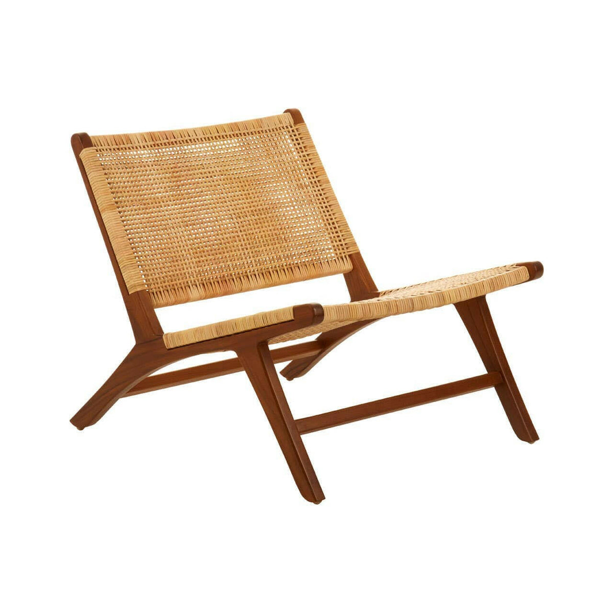 Lovina Teak Wood And Natural Rattan Lounge Chair.