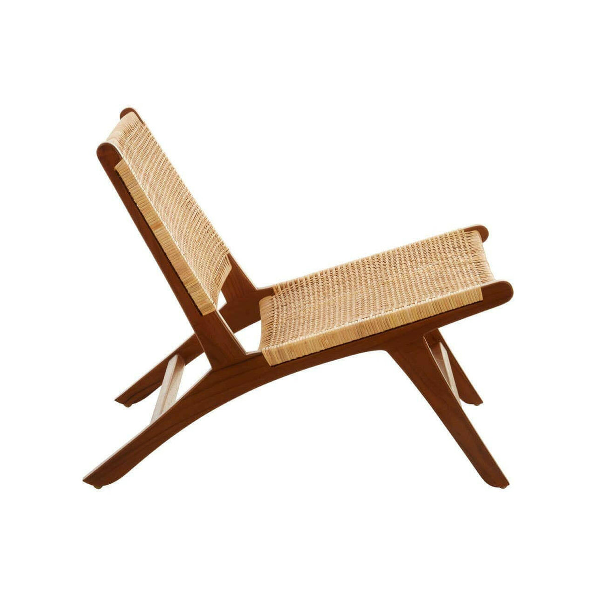 Lovina Teak Wood And Natural Rattan Lounge Chair.