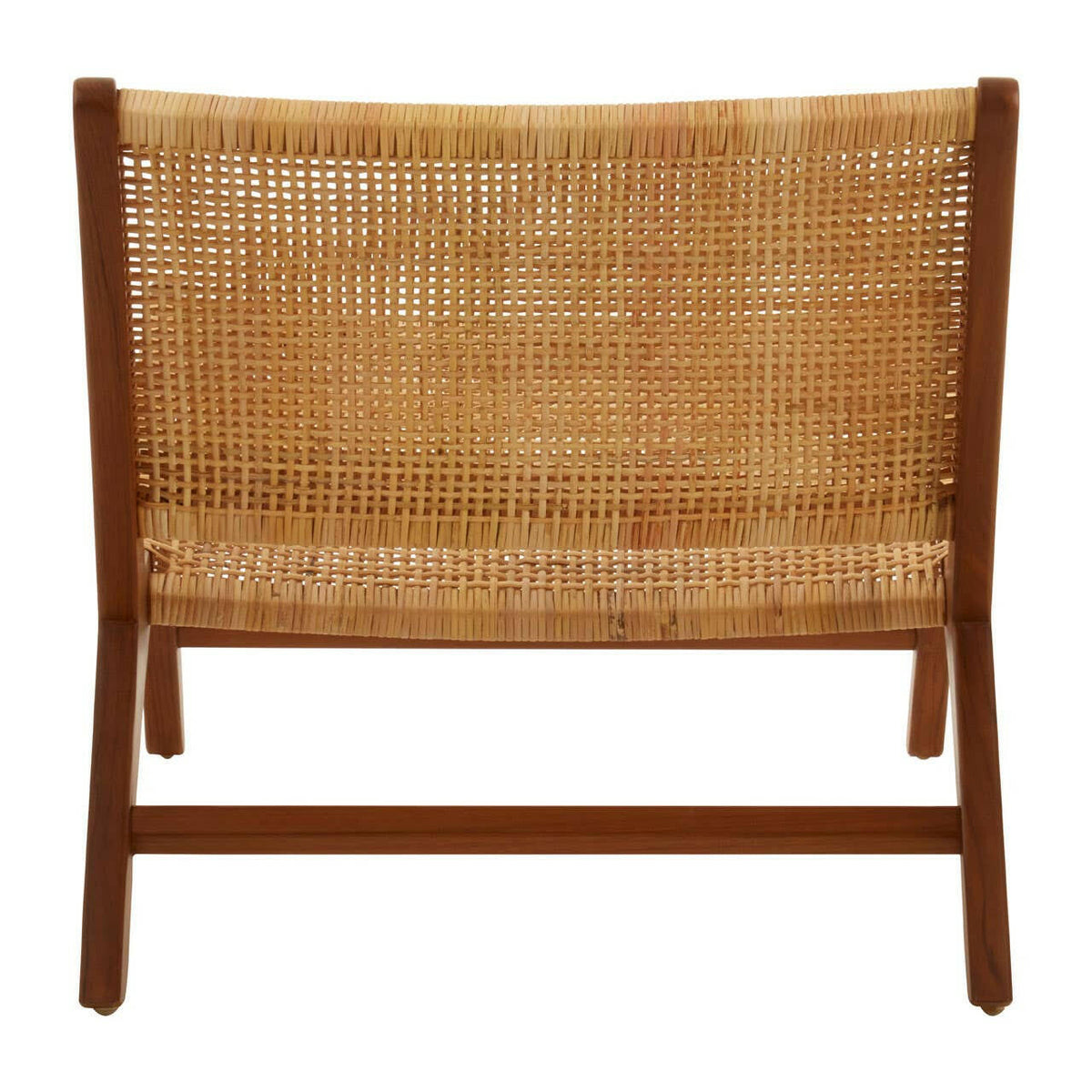 Lovina Teak Wood And Natural Rattan Lounge Chair.