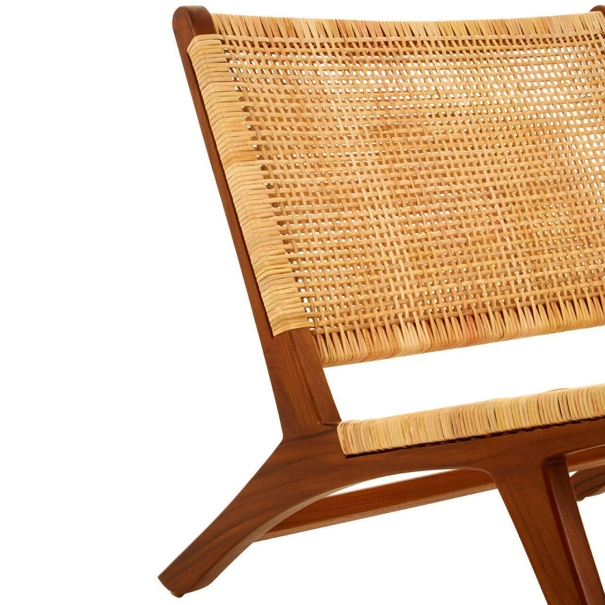 Lovina Teak Wood And Natural Rattan Lounge Chair.