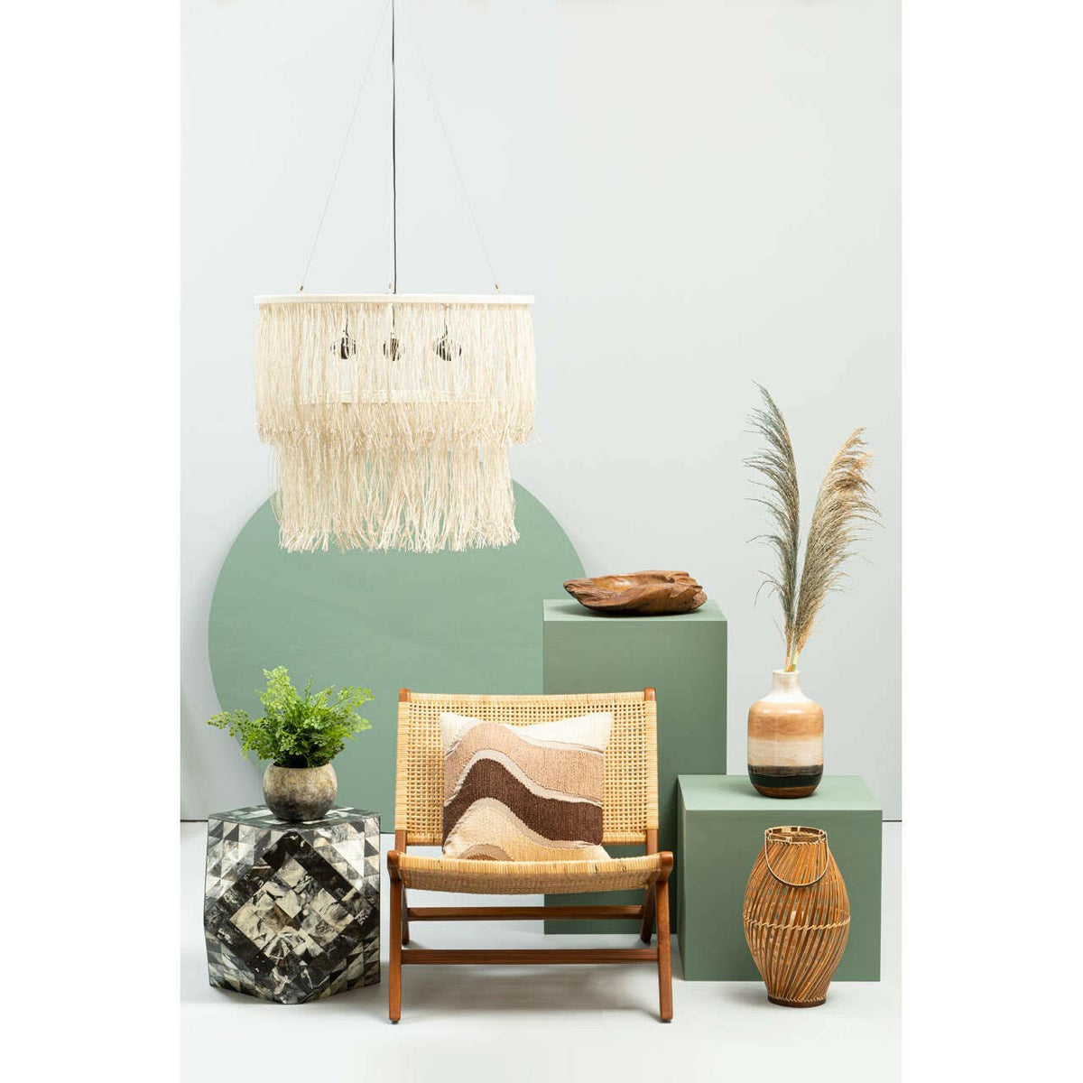 Lovina Teak Wood And Natural Rattan Lounge Chair.