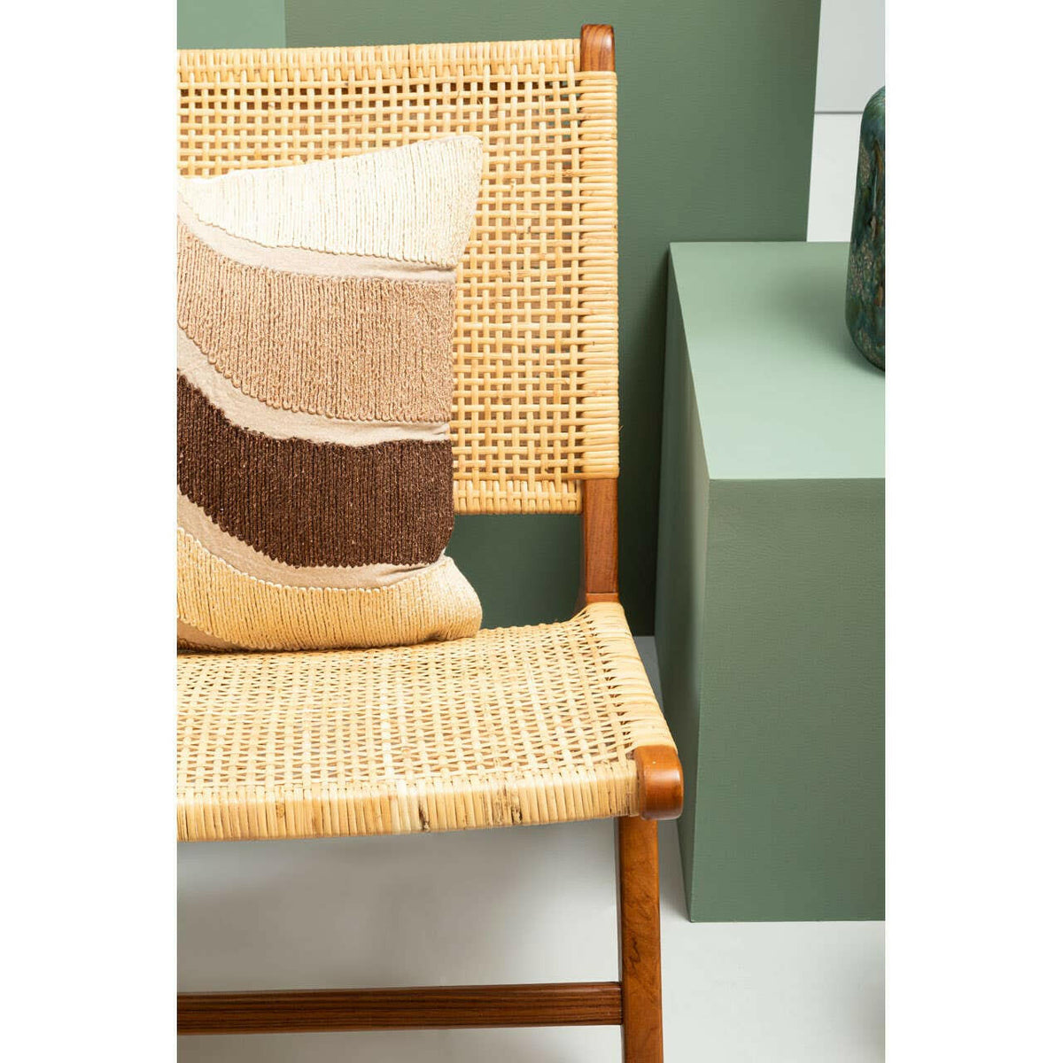 Lovina Teak Wood And Natural Rattan Lounge Chair.