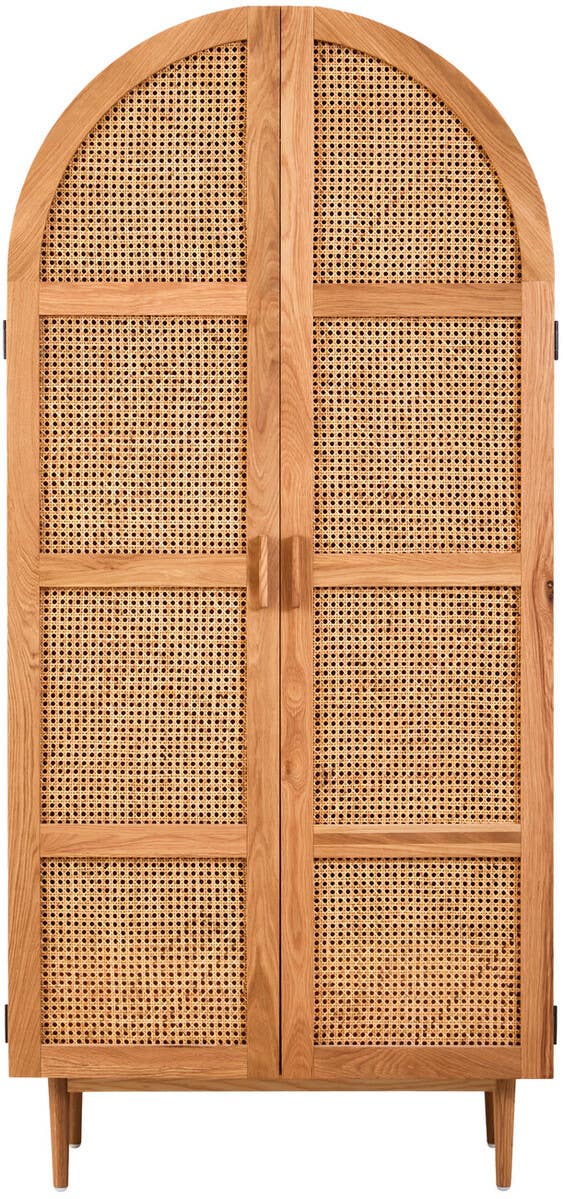 Noosa & Co. Living Lyon 2 Door Natural Rattan And Oak Cabinet House of Isabella UK