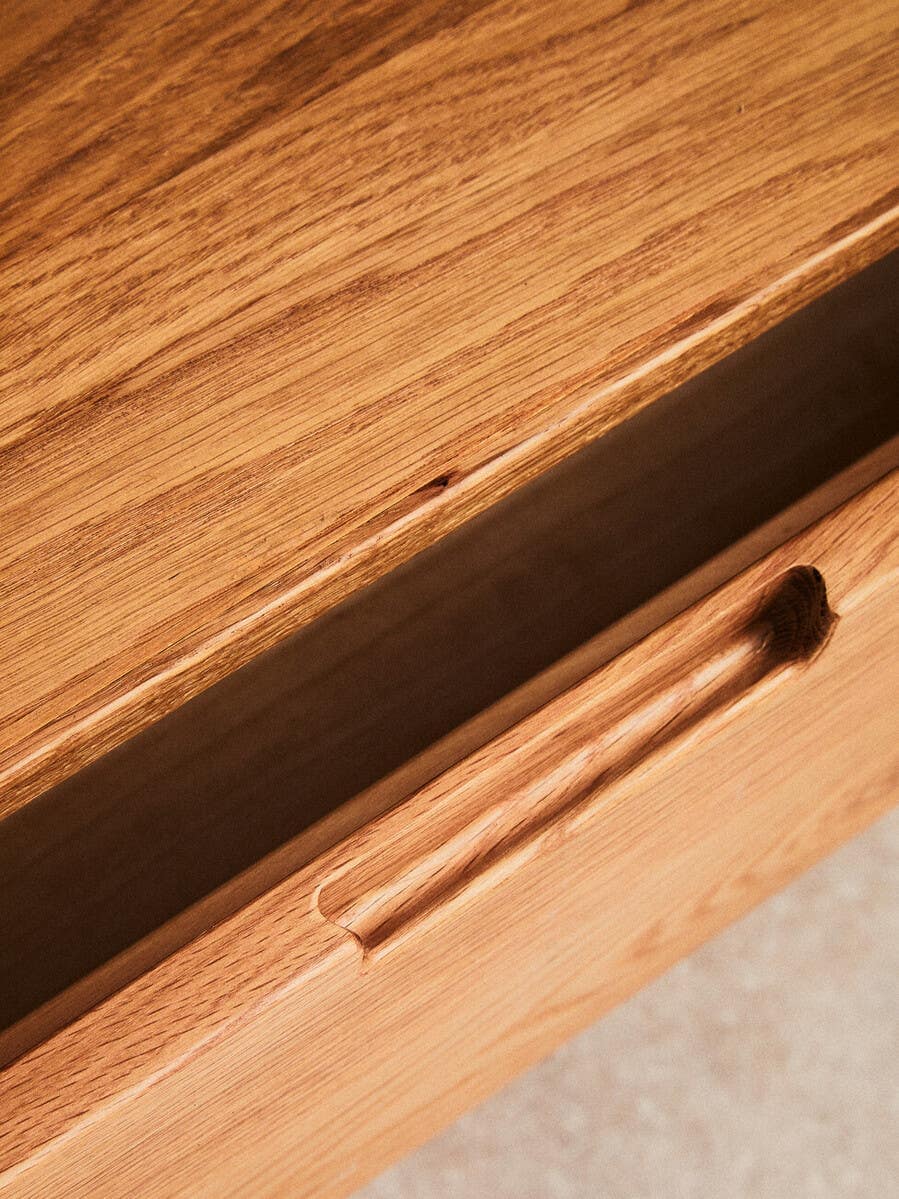 Lyon 2 Door Natural Rattan And Oak Cabinet.