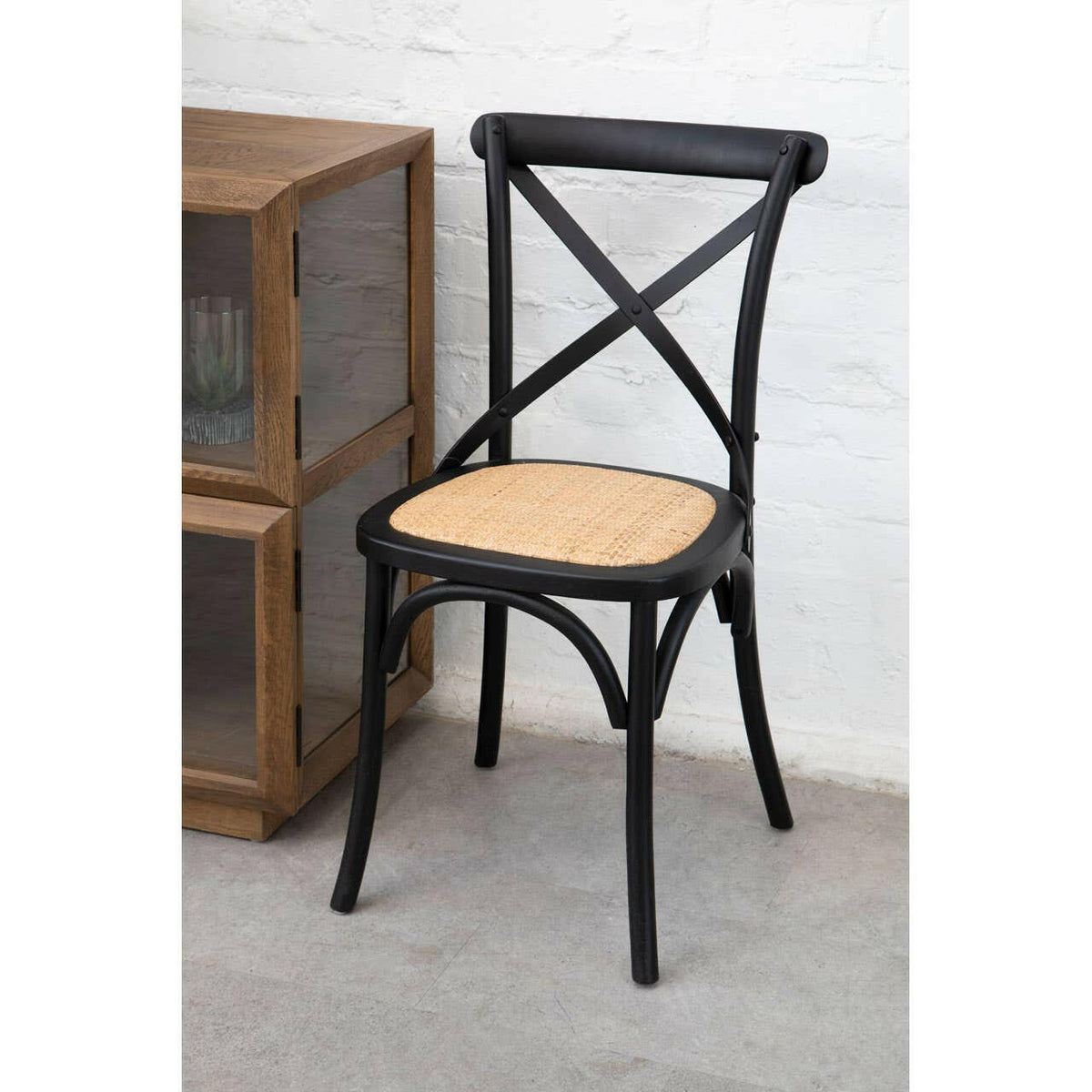 Lyon Black Oak Wood Chair Weave Seat.