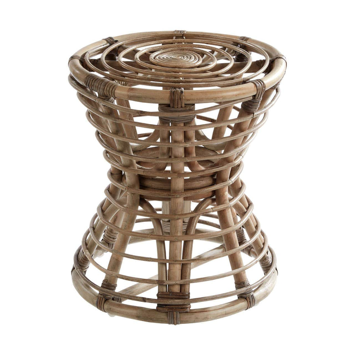 Maka Grey Natural Rattan Stool.