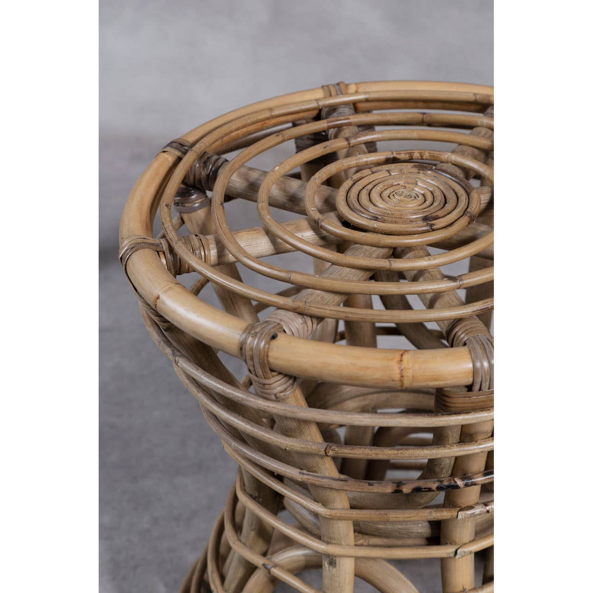 Maka Grey Natural Rattan Stool.