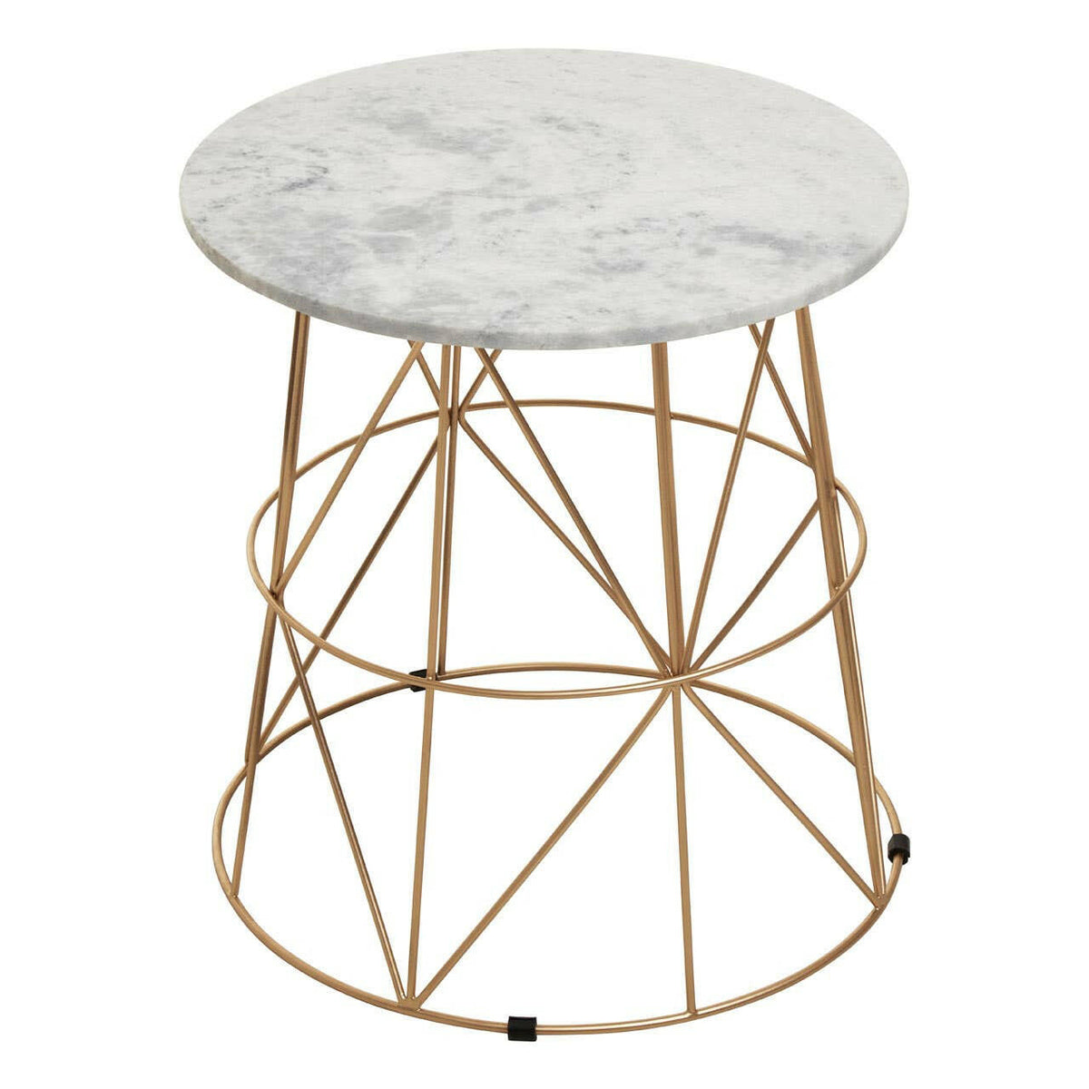 Mandoli White Marble Round Side Table.