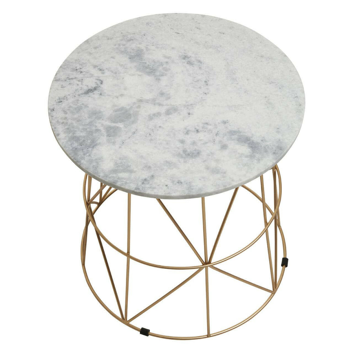 Mandoli White Marble Round Side Table.