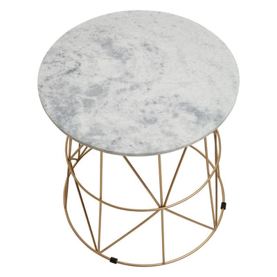 Noosa & Co. Living Mandoli White Marble Round Side Table House of Isabella UK