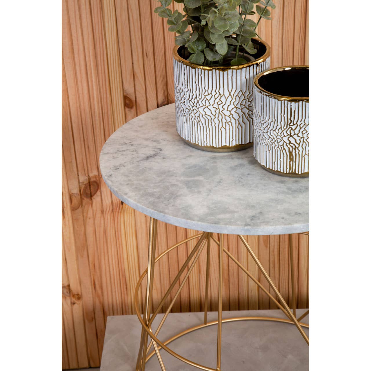 Noosa & Co. Living Mandoli White Marble Round Side Table House of Isabella UK