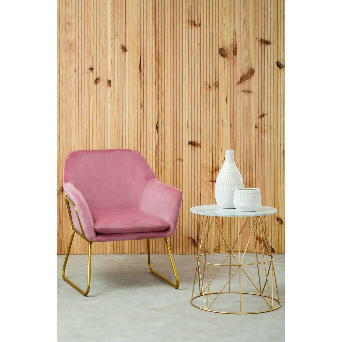 Mandoli White Marble Round Side Table.