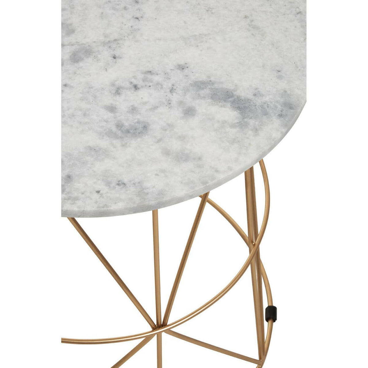 Mandoli White Marble Round Side Table.