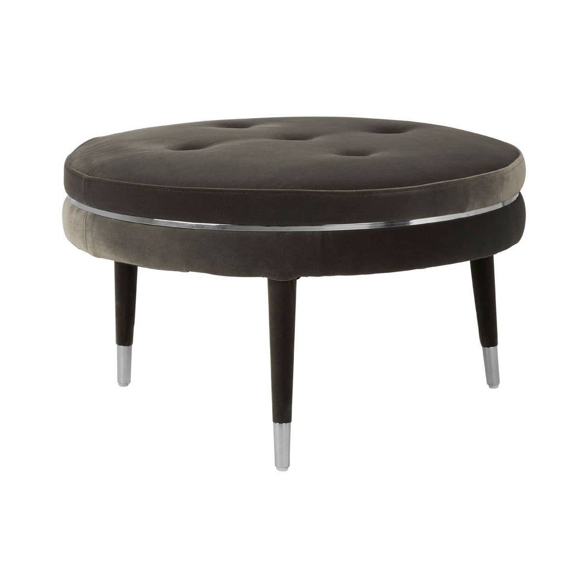Manhattan Black Velvet Footstool.