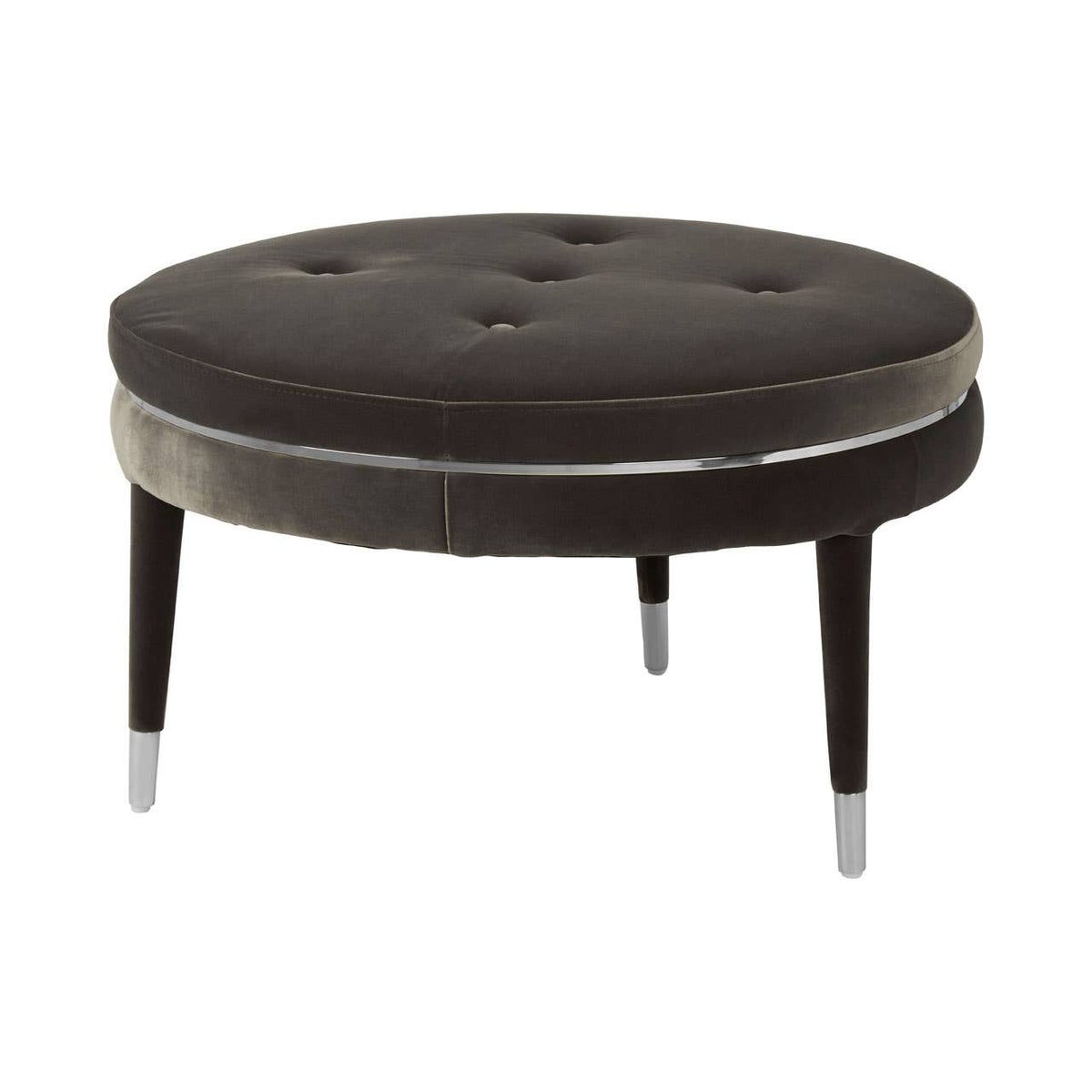 Manhattan Black Velvet Footstool.