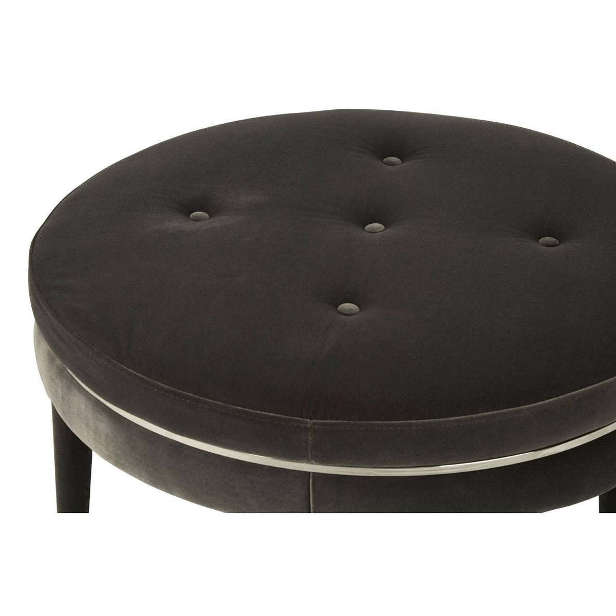 Manhattan Black Velvet Footstool.