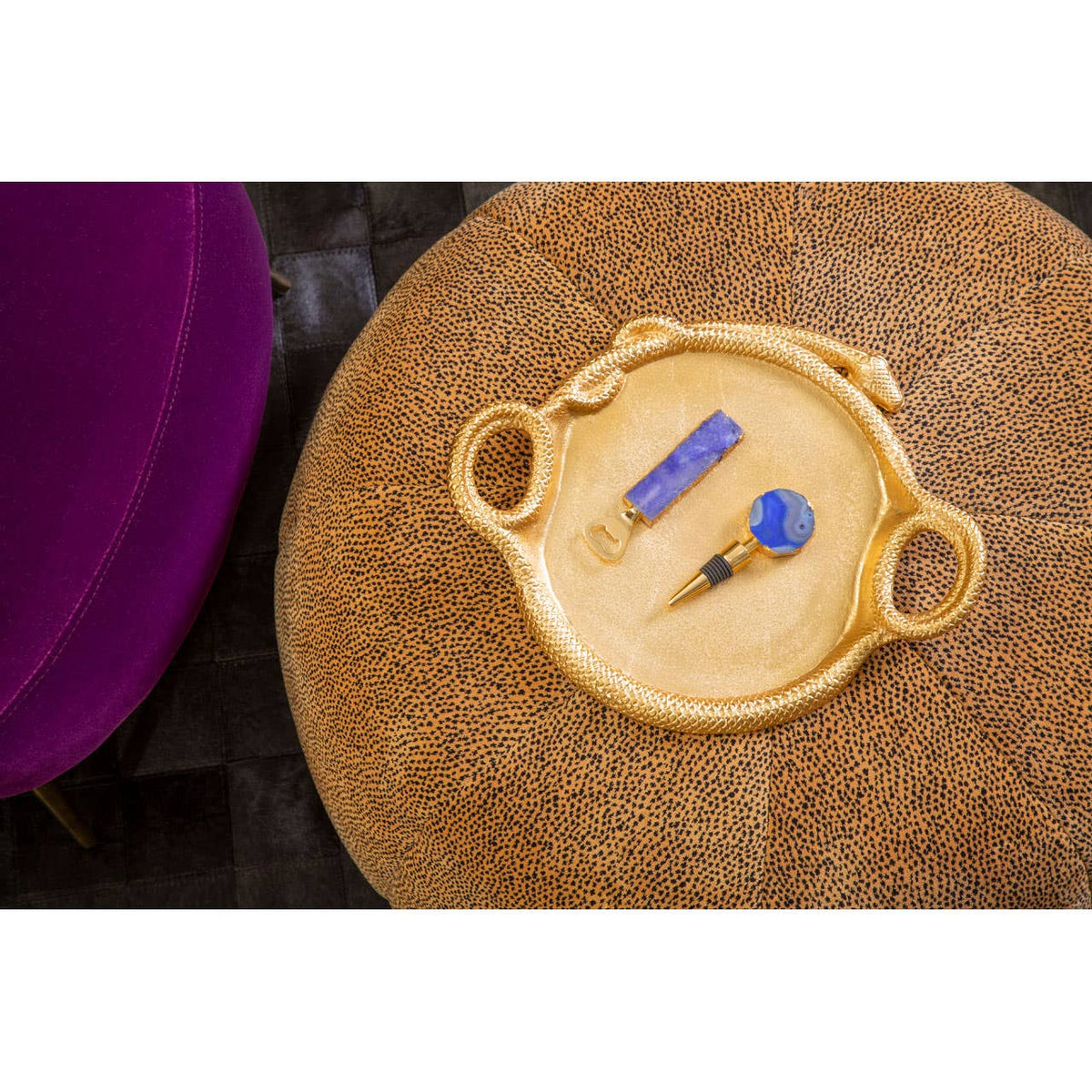 Manhattan Leopard Print Pouffe.