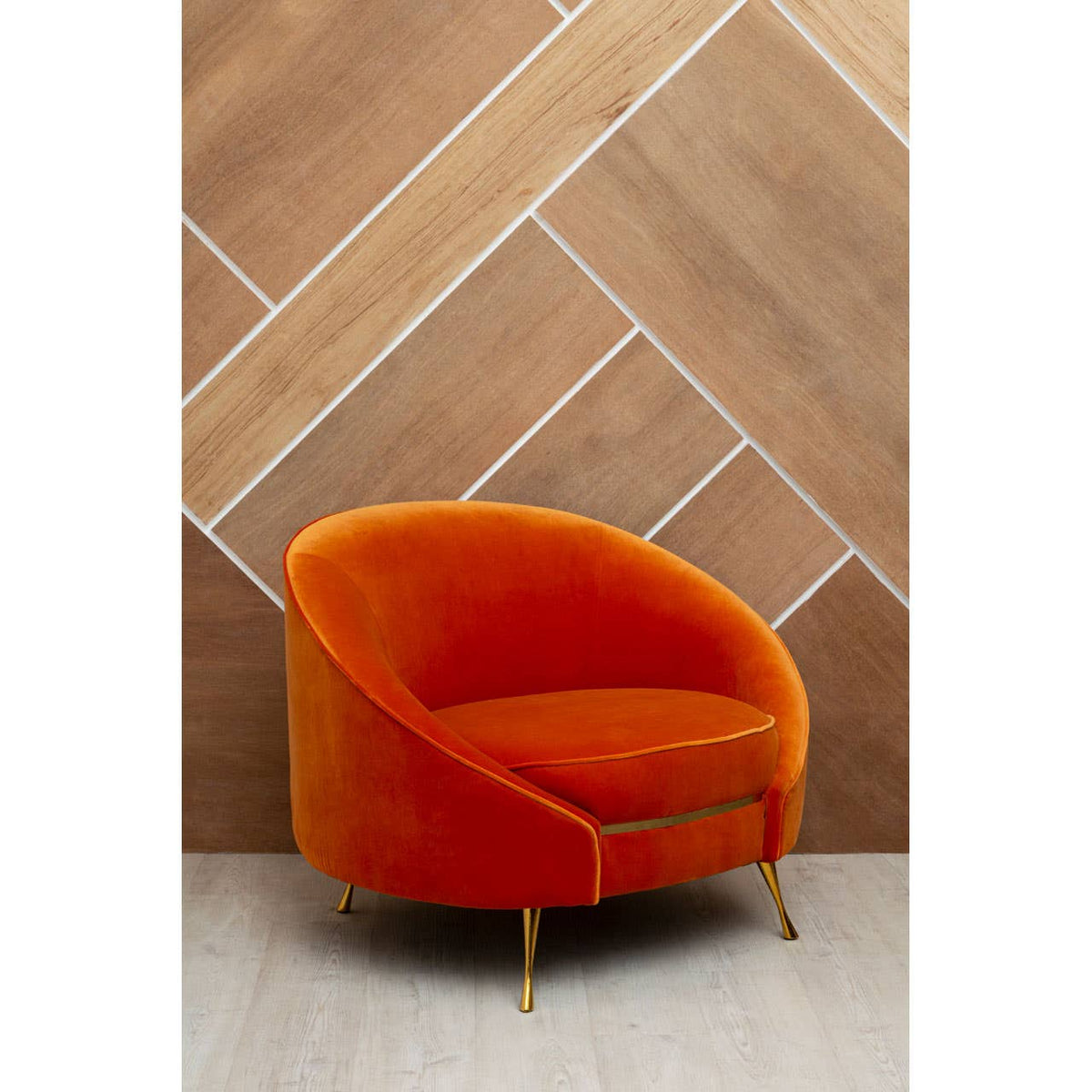 Manhattan Orange Velvet Armchair.