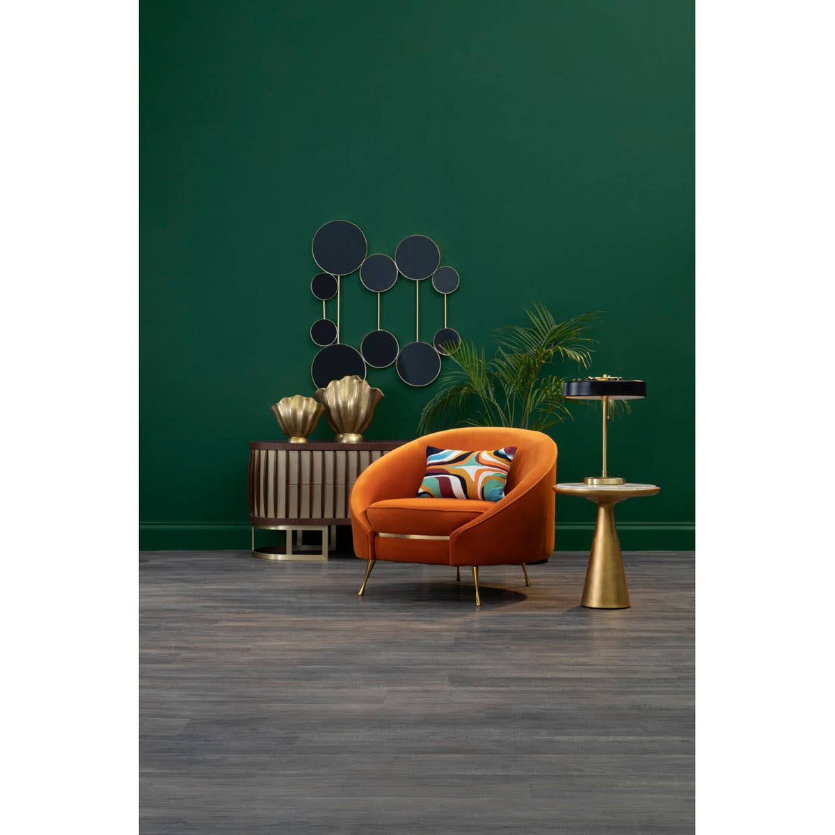Manhattan Orange Velvet Armchair.