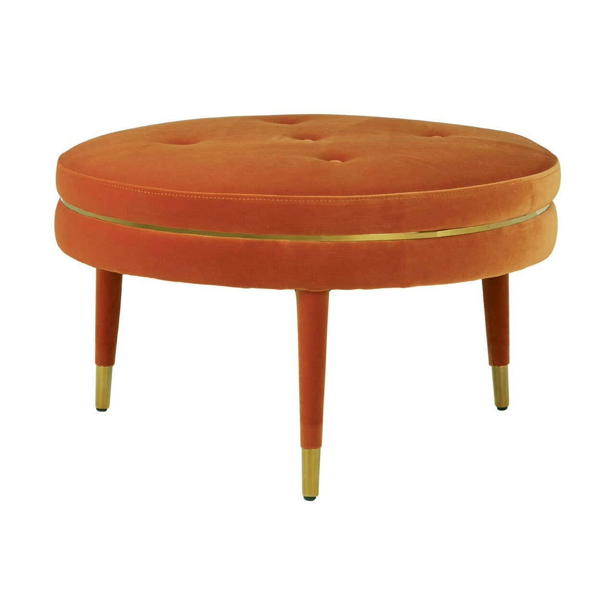 Manhattan Orange Velvet Footstool.