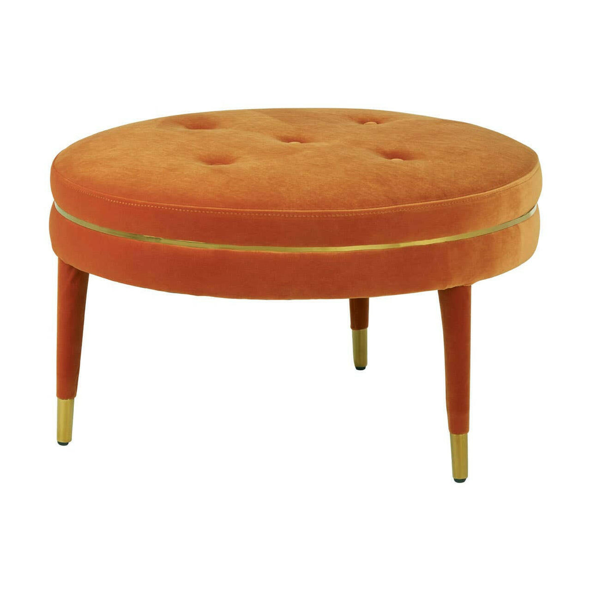 Manhattan Orange Velvet Footstool.