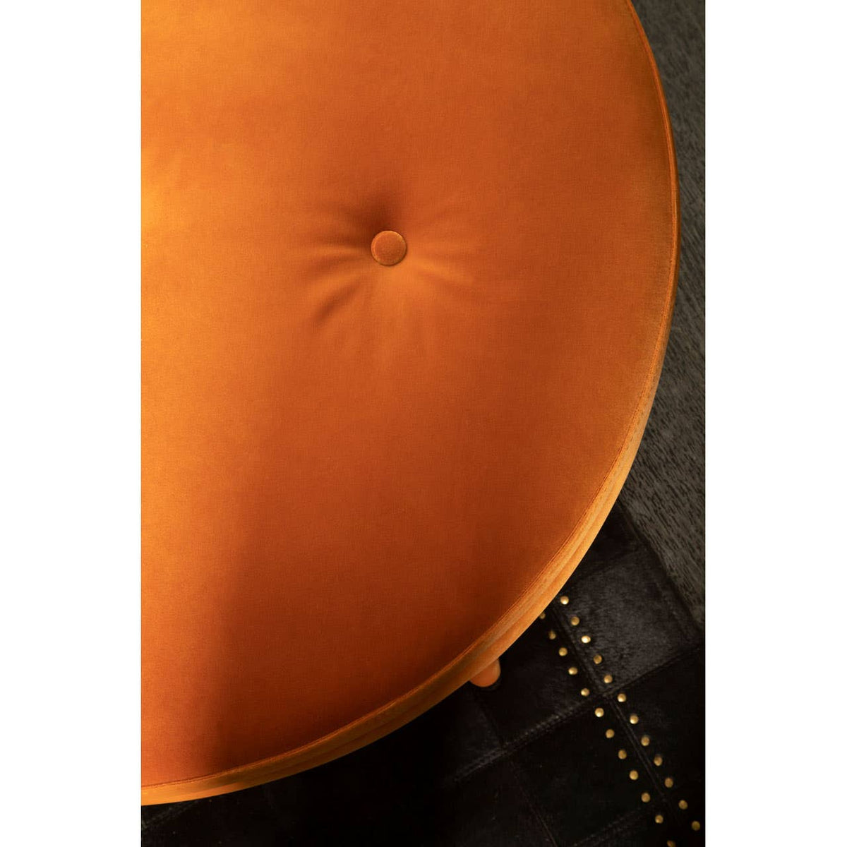 Manhattan Orange Velvet Footstool.