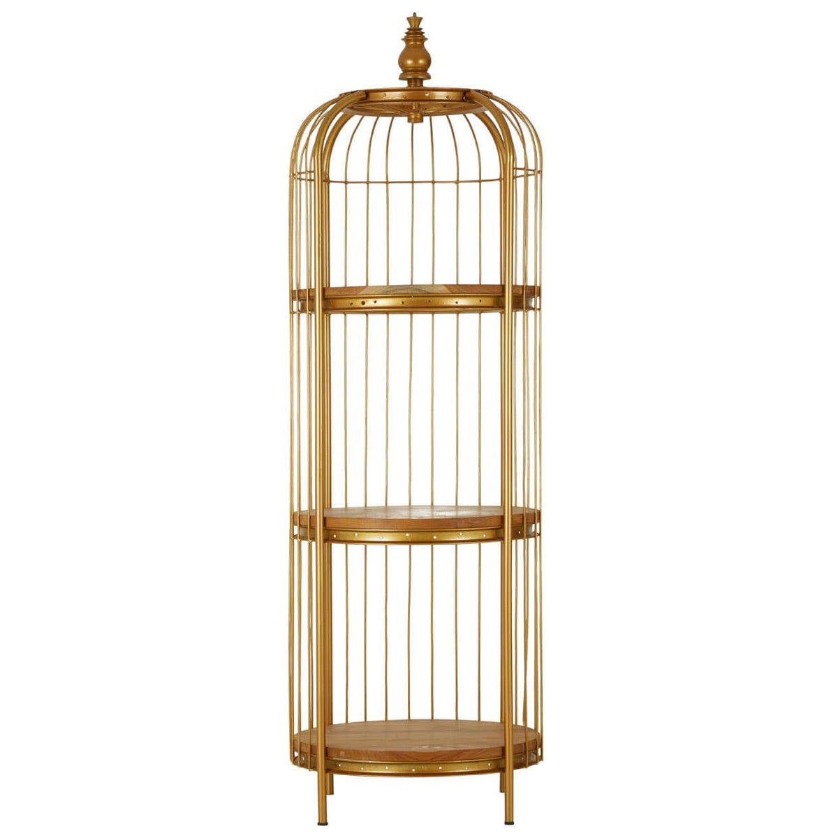 Mantis Medium Gold Finish Birdcage Shelf Unit.