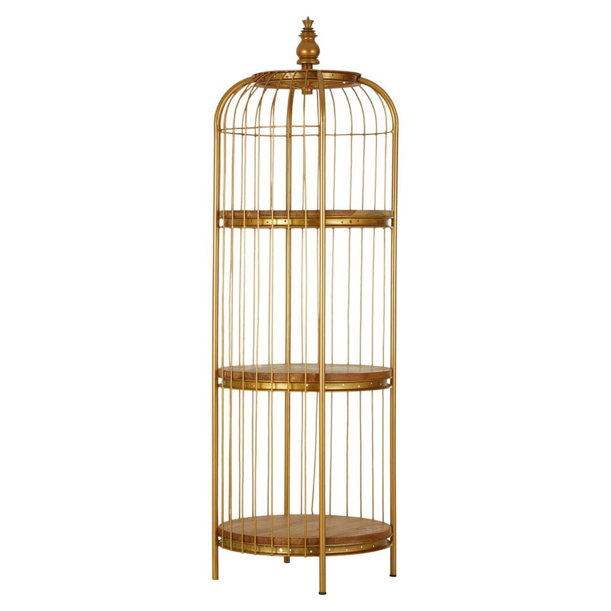 Mantis Medium Gold Finish Birdcage Shelf Unit.