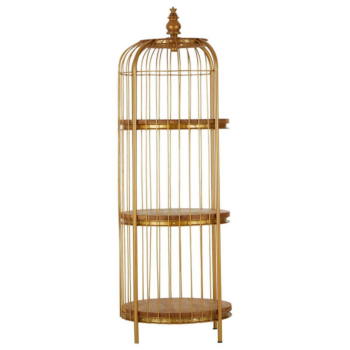 Mantis Medium Gold Finish Birdcage Shelf Unit.