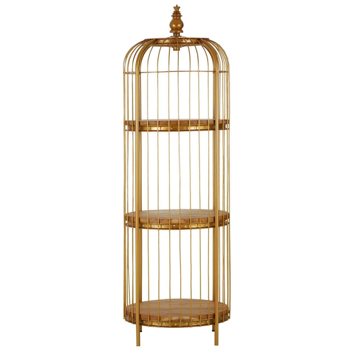 Mantis Medium Gold Finish Birdcage Shelf Unit.