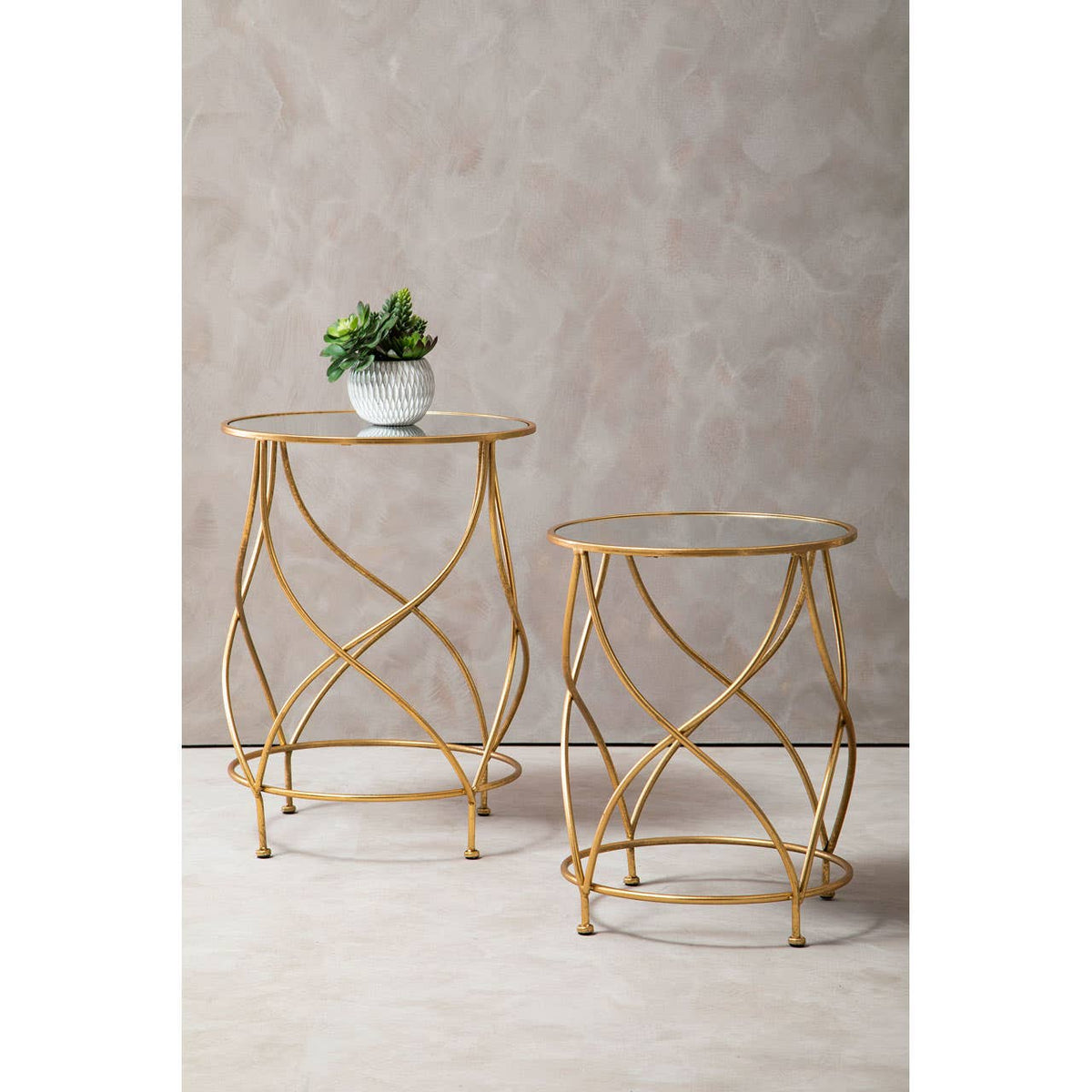 Marcia Mirrored Top Side Tables.