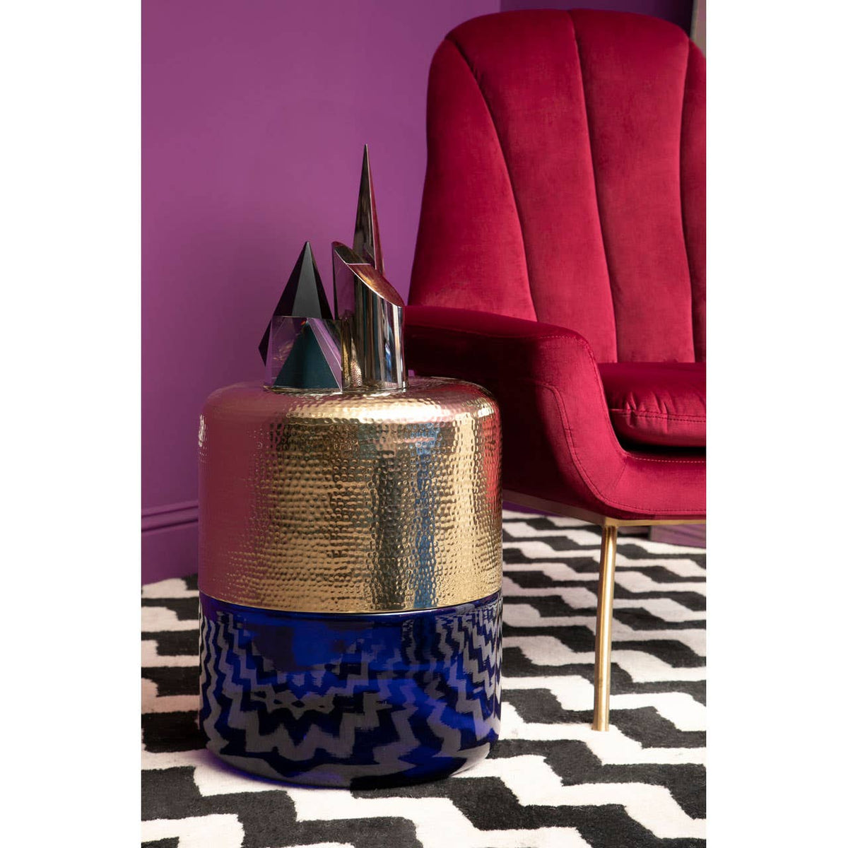 Margot Blue Glass Side Table.