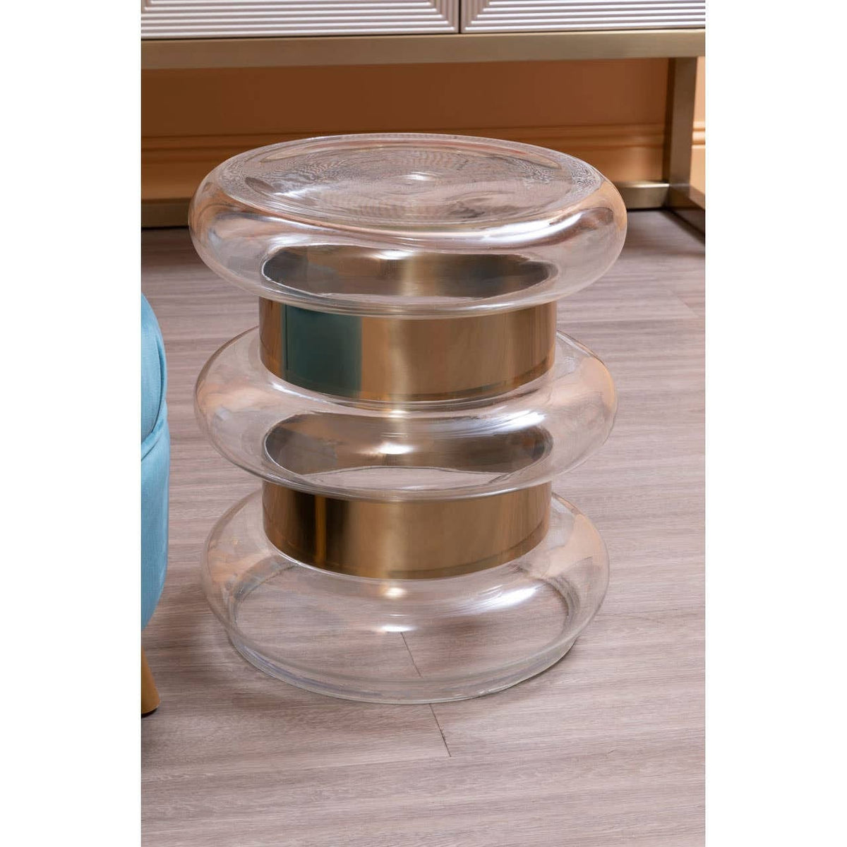 Noosa & Co. Living Margot Clear Glass and Gold Side Table House of Isabella UK